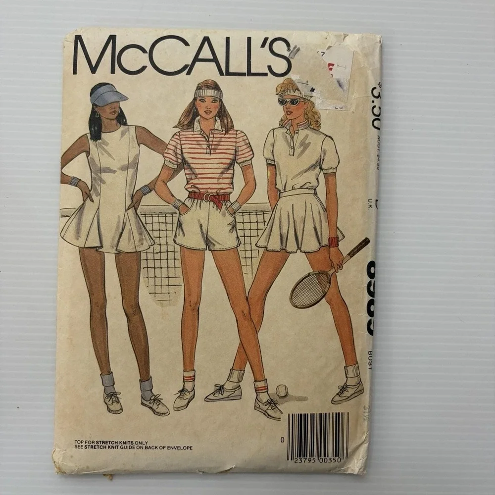 Vintage McCall's 8989 Misses Tennis Dress Top Shorts Skirt Panties Sewing